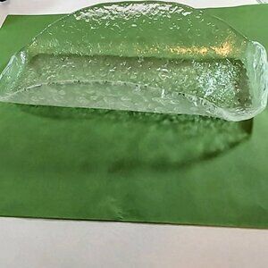 Vintage Murano Hand Blown Italian Recycled Glass Basket Pebbled Rain Pattern